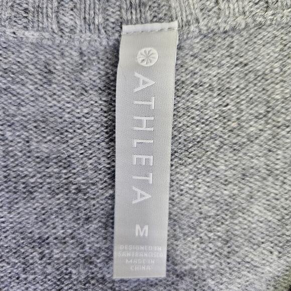 Athleta Cashmere Wool Sweater Womens M V-Neck Tunic Gray 500937 Quiet Luxury NEW - Picture 10 of 15